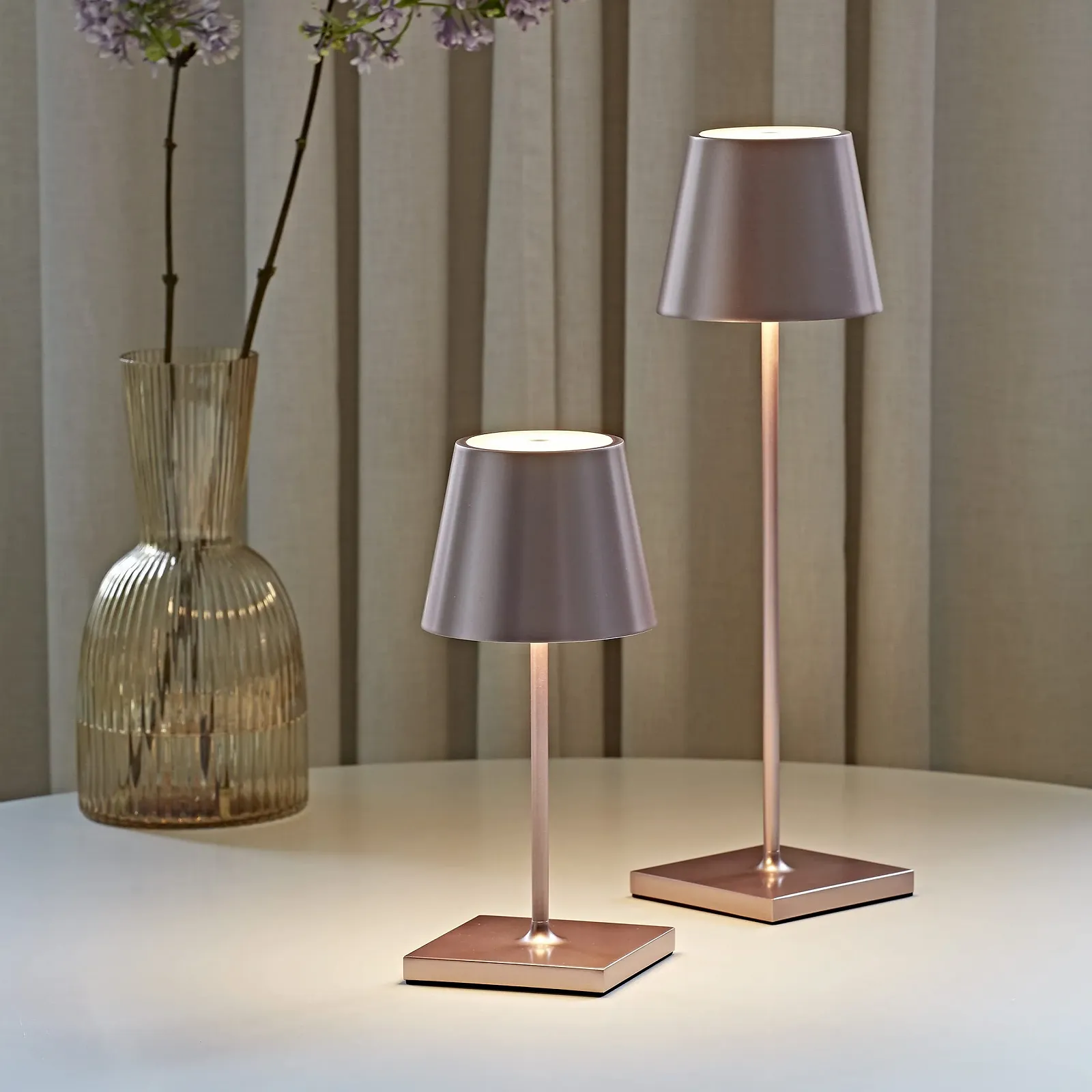 Настільна лампа SIGOR Nuindie Mini акумуляторна LED IP54 25 см Рожеве золото, фото №7