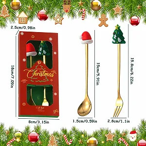 Набор рождественских ложек, Ложка кофейная, из нержавеющей стали, Рождественская, для размешивания, для украшения стола synthetic.ua - Фото 1