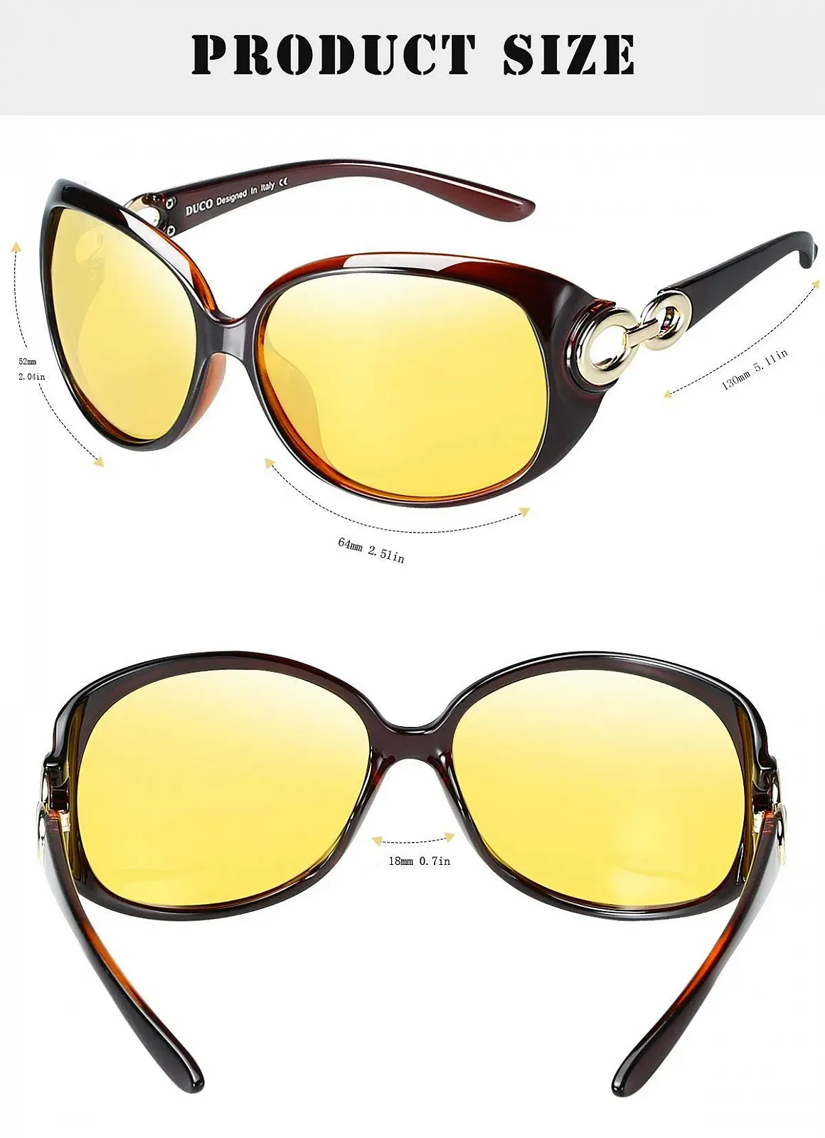 Окуляри для нічного водіння HD DUCO Жіночі Елегантні Овальні, фото №2