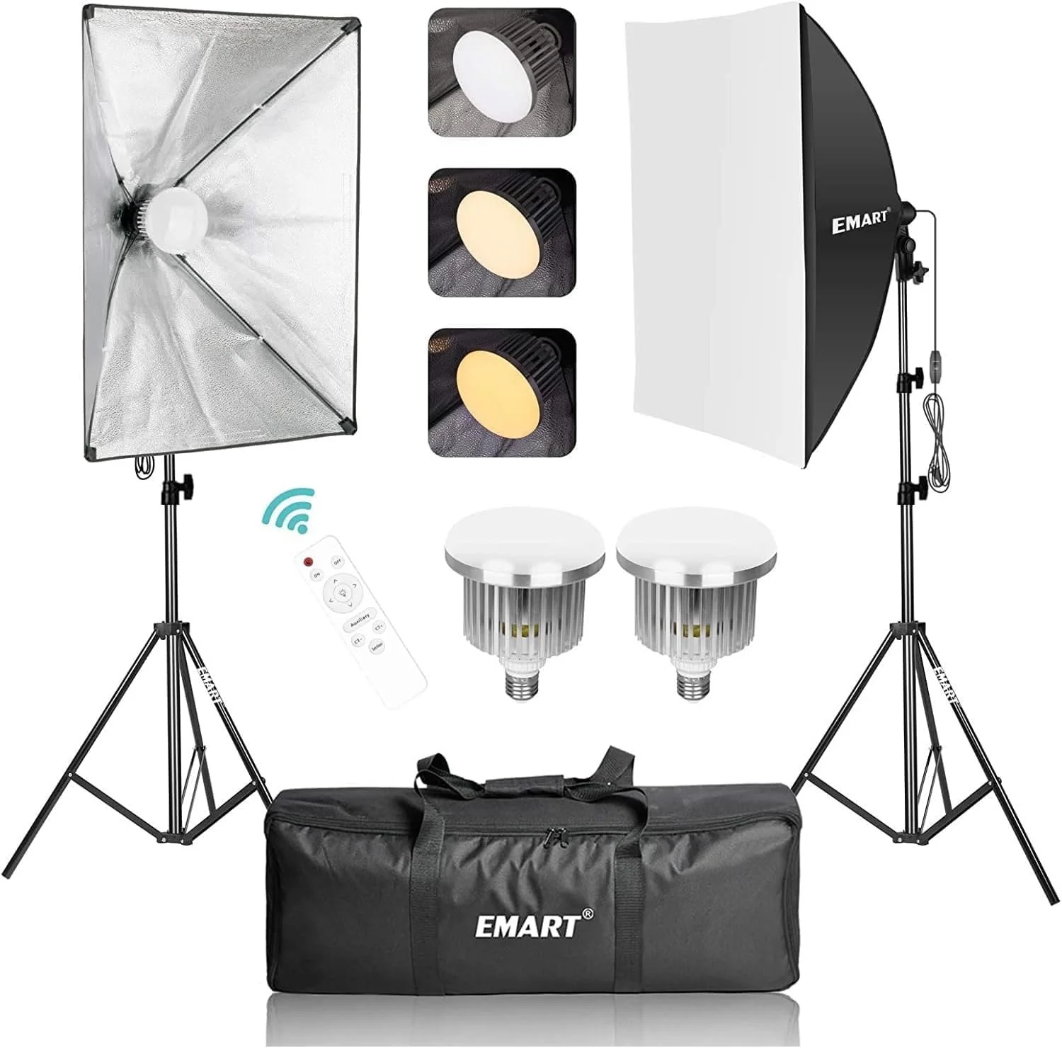 Студійне світло з софтбоксом EMART 50х70 см 85W Чорний, фото №1