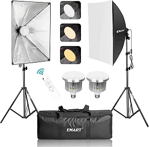 Студійне світло з софтбоксом EMART 50х70 см 85W Чорний - Фото 1