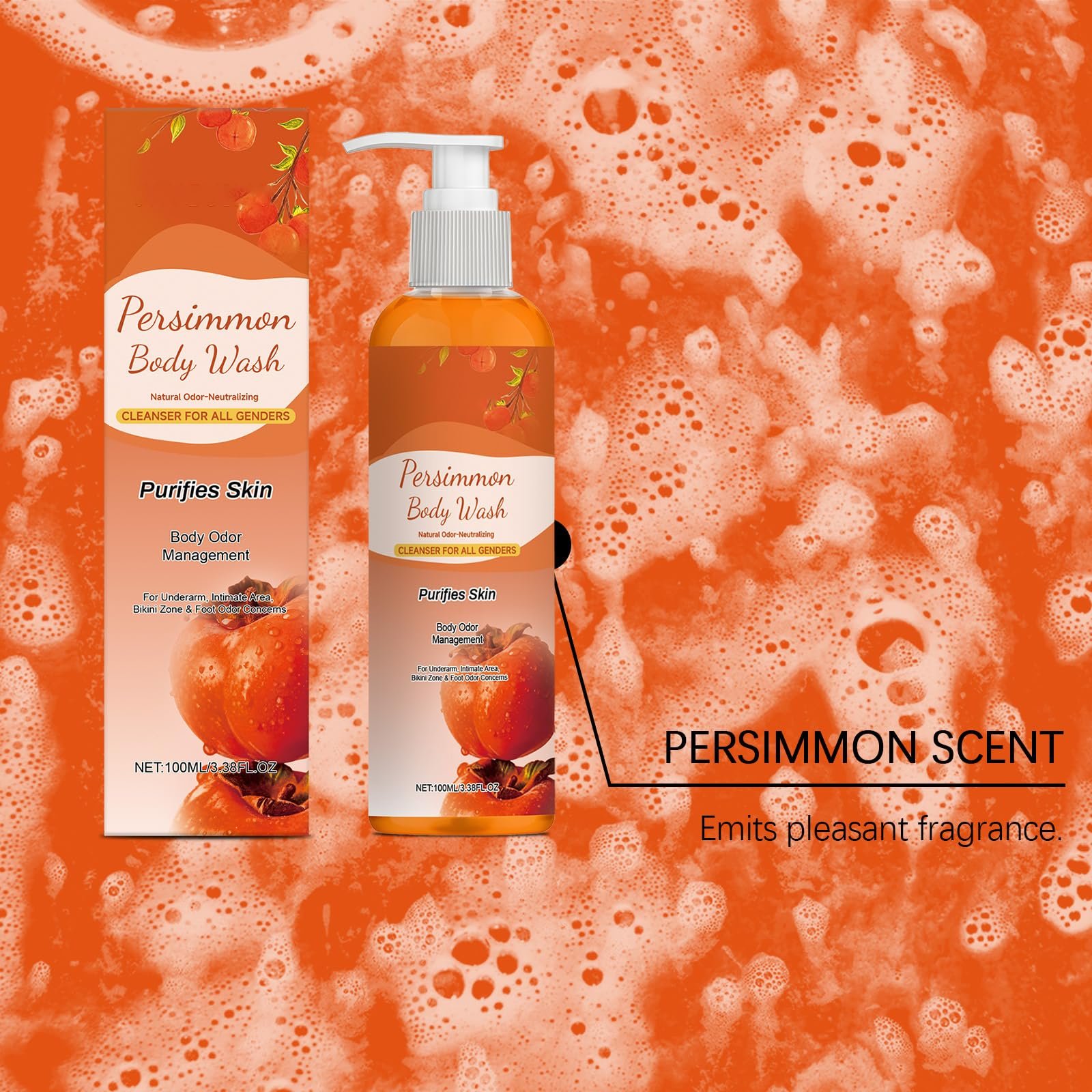 Гель для душу з хурмою для контролю запаху тіла 1 шт., фото №4