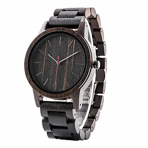 Дерев'яний Годинник LMWOOD Кварцовий Аналоговий Наручний Годинник з Гравіюванням, Сандалове Дерево - Фото 1