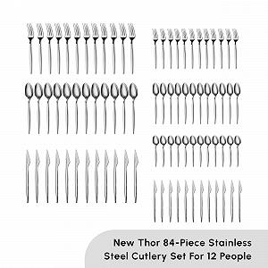 Набір столових приборів Karaca Thor, 84 предмети на 12 персон, нержавіюча сталь synthetic.ua - Фото 1