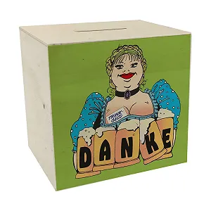 Скарбничка для чайових дерев'яна Офіціантка з пивними кружками - Фото 1