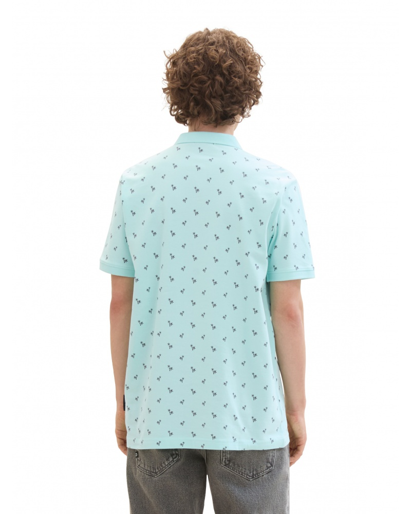 Поло Men's Polo with Palm Pattern 1042114ХХ35504 Tom Tailor Блакитний L, фото №2