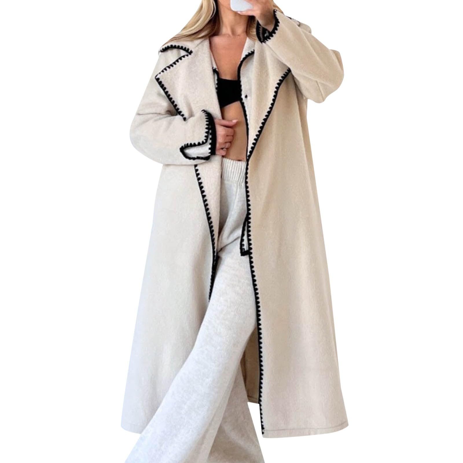 Тренч SRZYMJ Жіночий Тренч Вулична Мода Повсякденний Однотонний Комфортний, фото №1