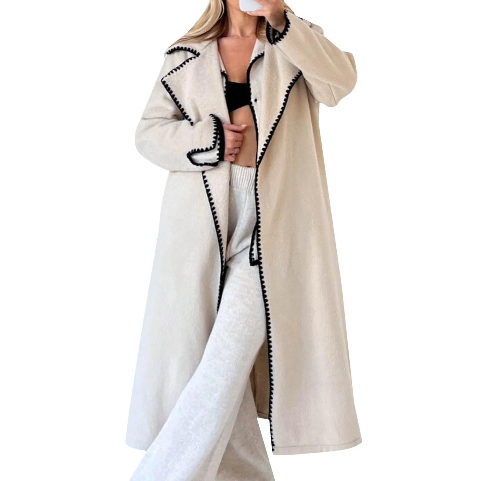 Тренч SRZYMJ Жіночий Тренч Вулична Мода Повсякденний Однотонний Комфортний, фото №1 Тренч SRZYMJ Жіночий Тренч Вулична Мода Повсякденний Однотонний Комфортний, фото №1