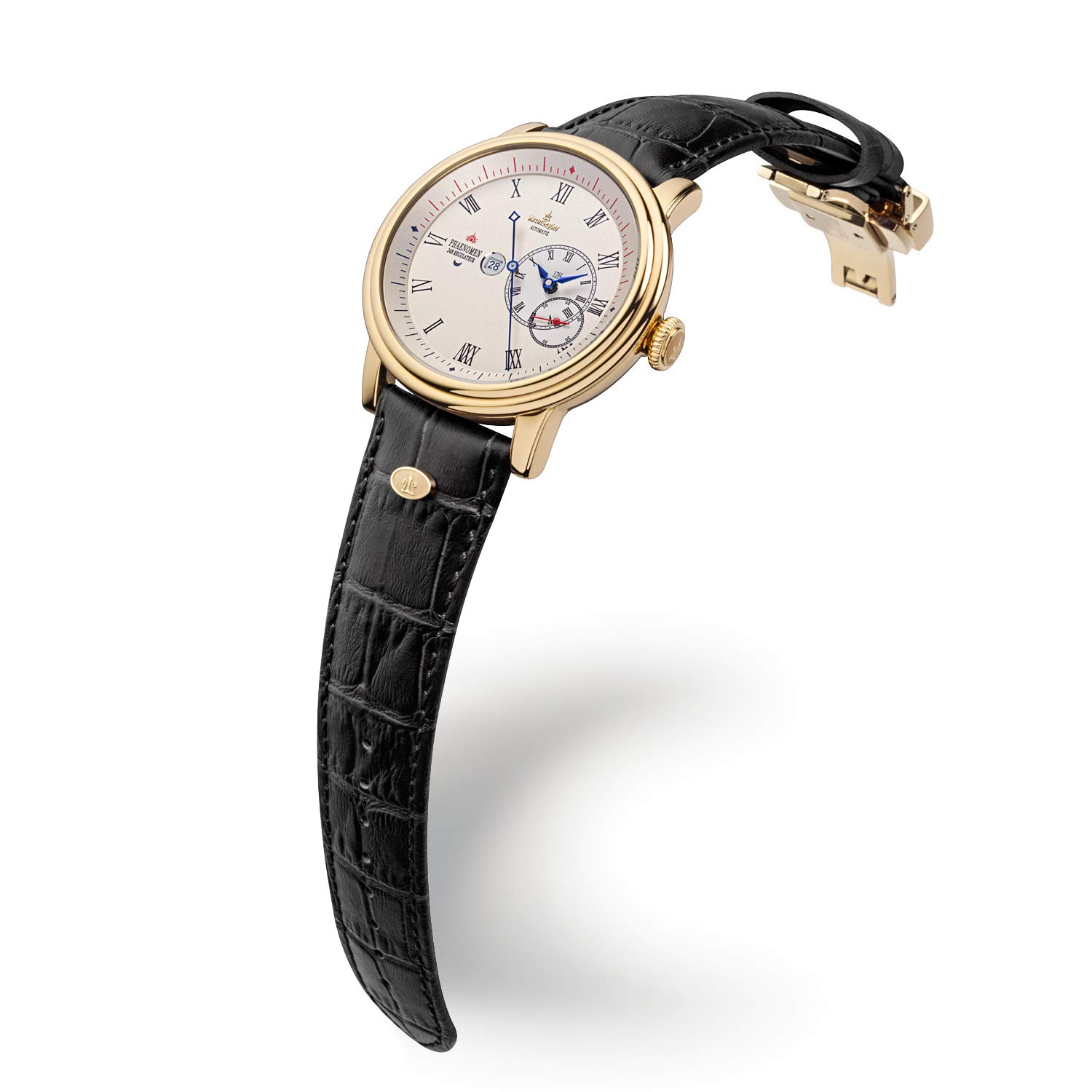 Чоловічий годинник Kronsegler Phaenomen Automatic Regulateur Золото Античний білий Римський, Золото старовинний білий, Ремінець, фото №2