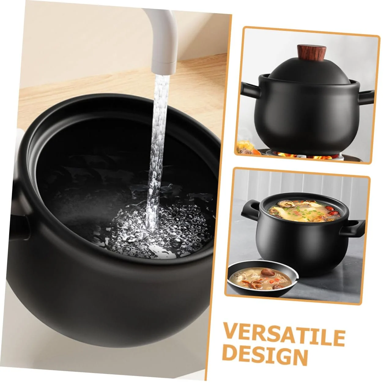 Кастрюля для тушения BESTYASH Керамическая 1,8 л с антипригарным покрытием и крышкой, фото №4