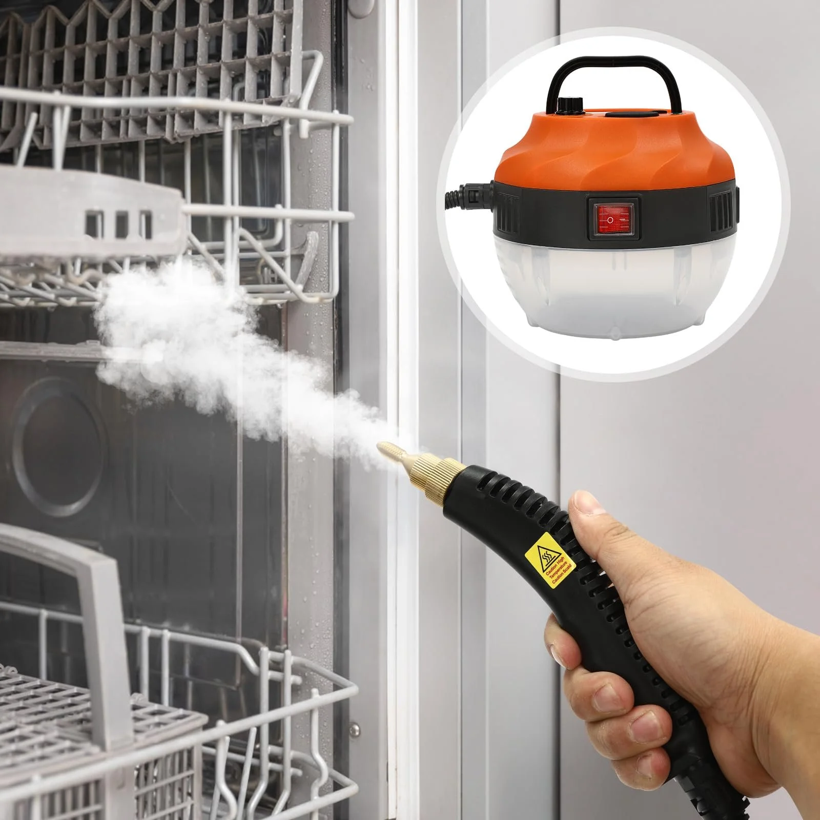 Пароочисник портативний 5.5 бар 1.35 л 1600 Вт Помаранчевий, фото №6