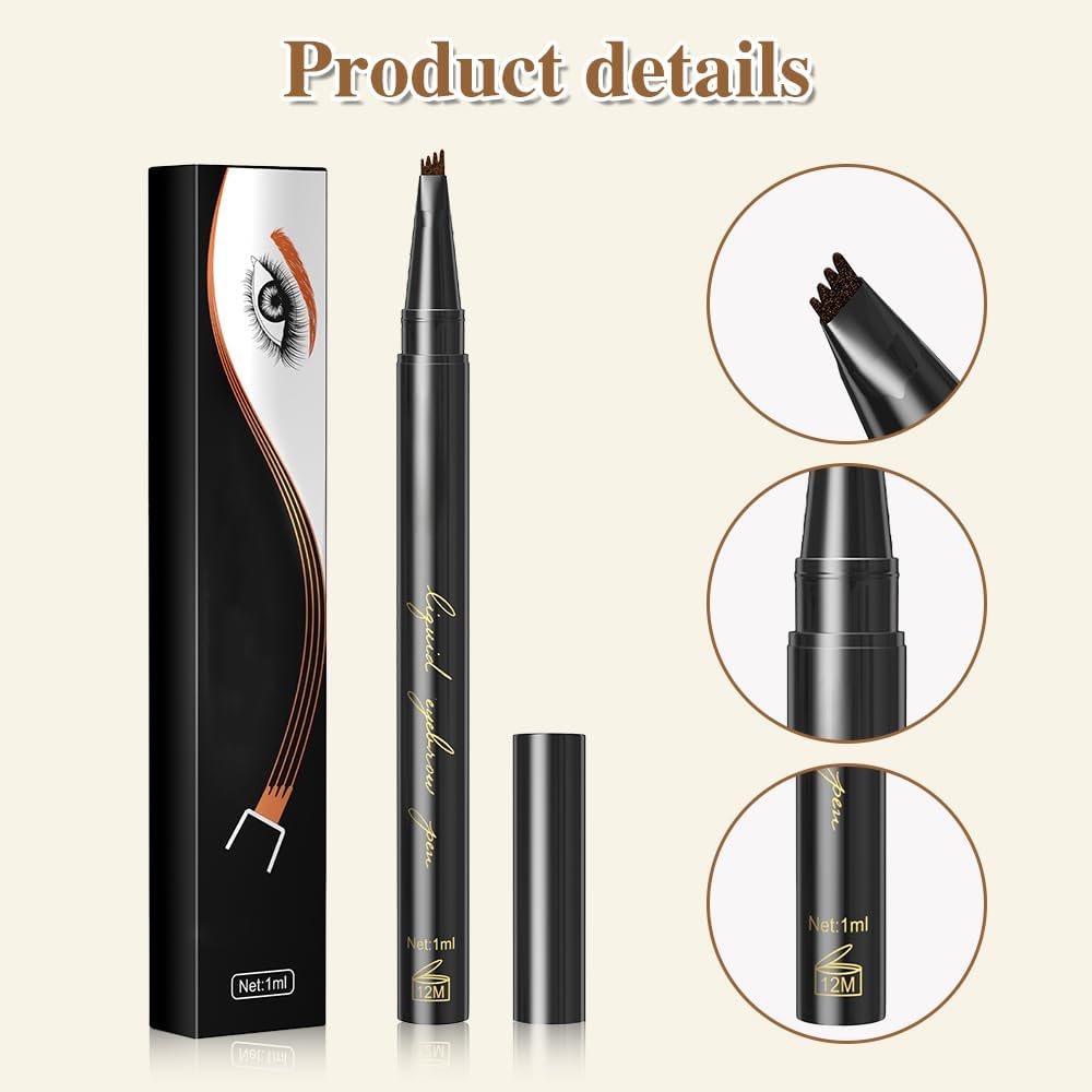 Олівець для брів Magic Microblading 3D Eyebrow 4 Fork Tip Tattoo 3 Pieces Light Brown, фото №3