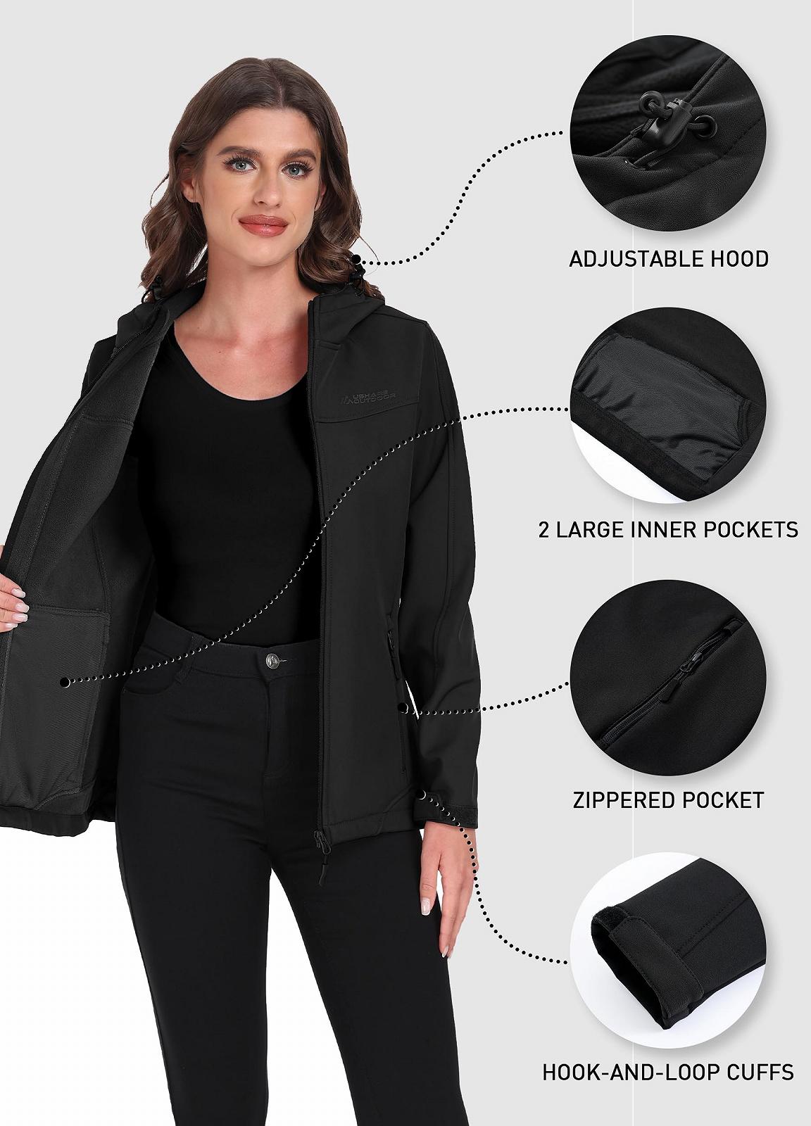 Жіноча софтшел куртка ATLASLAVA з капюшоном, дощова, флісова, фото №6