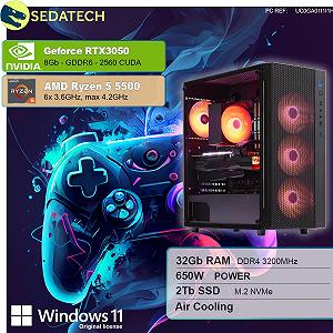 Комп'ютер Sedatech Advanced Gaming PC AMD Ryzen 5 5500 Geforce RTX3050 32GB RAM 2TB SSD M.2 WLAN Windows 11 synthetic.ua - Фото 1