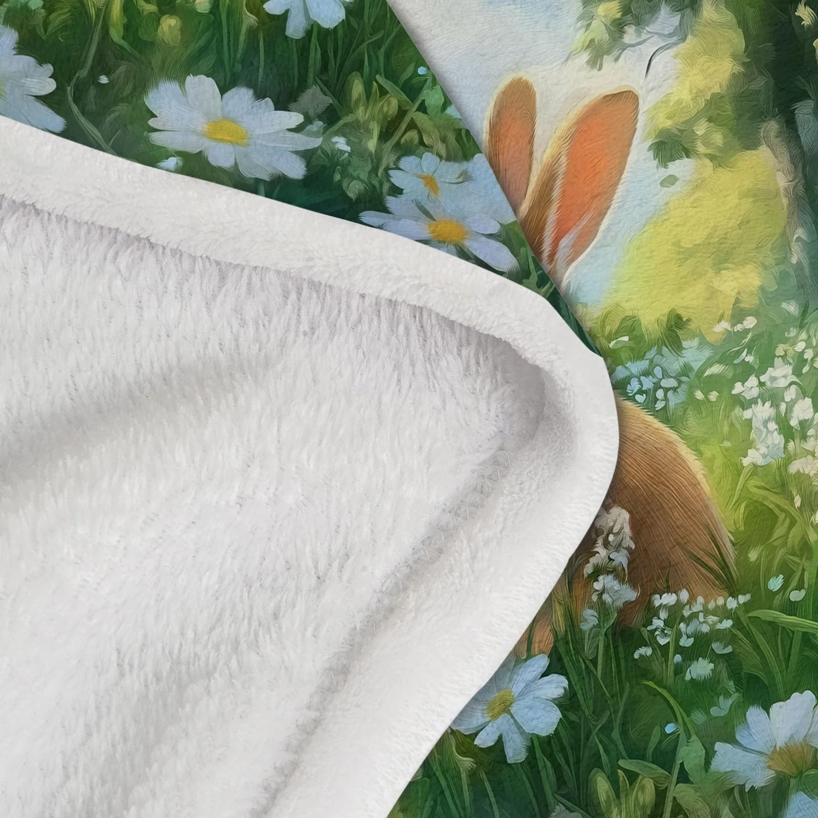 Фланелевое одеяло Зеленый Мягкое, Cartoon-Gras Kaninchen Живопись, фото №7