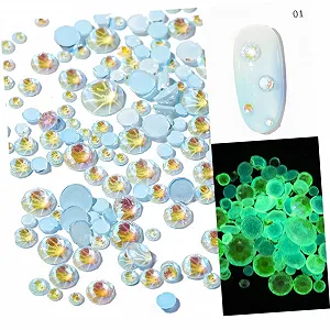 Украшение для ногтей Healvian, 3 шт., флуоресцентные смоляные самоцветы для маникюра, плоское дно для дизайна ногтей и креативного нейл-арта для женщин synthetic.ua - Фото 1