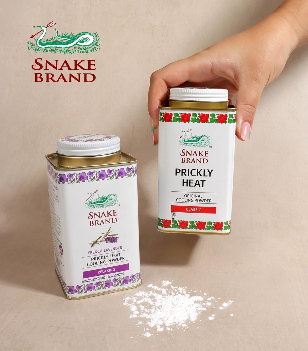 Охлаждающая пудра для тела SNAKE BRAND Prickly Heat Classic & Relaxing Lavender 140 г Набор 2 шт., фото №4