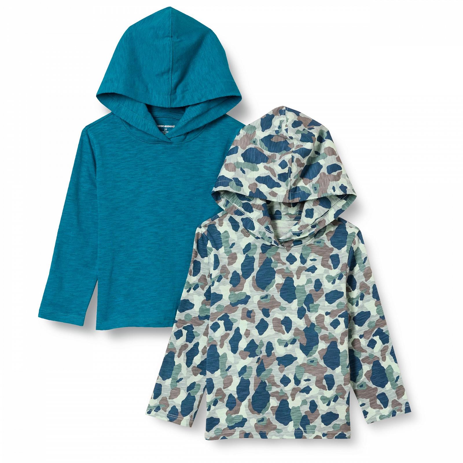 Лёгкая футболка с длинным рукавом и капюшоном Amazon Essentials для мальчиков, 2 шт., фото №1