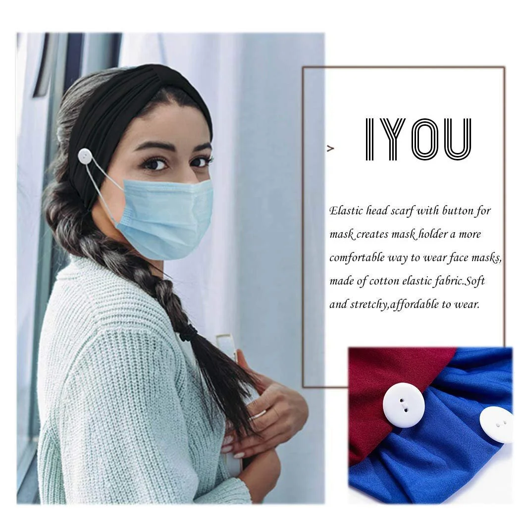 Пов'язка на голову широка з ґудзиками IYOU Спортивна для йоги Чорний (Набір з 4 штук), фото №3 Пов'язка на голову широка з ґудзиками IYOU Спортивна для йоги Чорний (Набір з 4 штук), фото №3