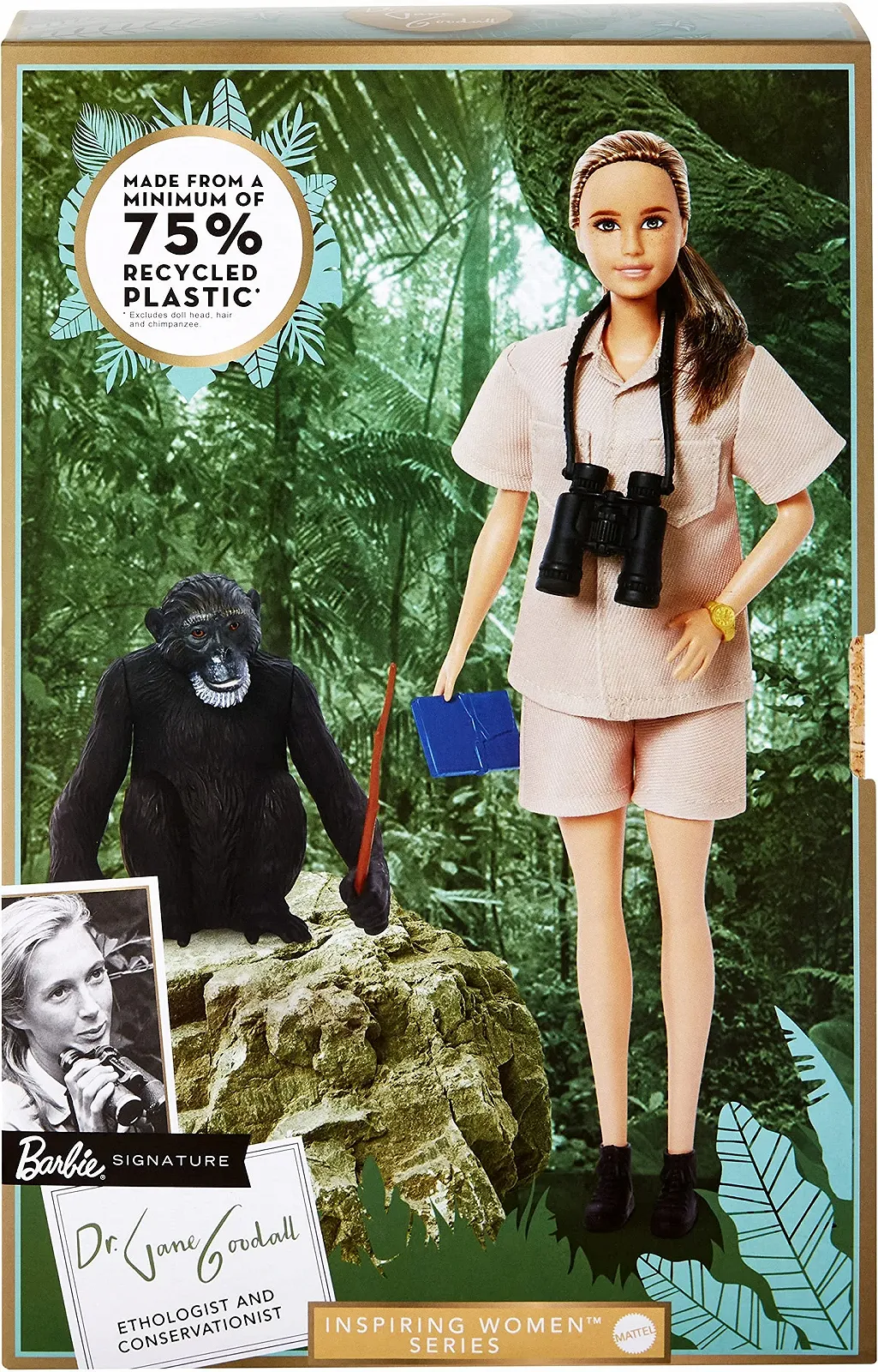 Лялька Mattel Barbie Signature Collection of Women Inspired Dr. Jane Goodall (HCB83), фото №6 Лялька Mattel Barbie Signature Collection of Women Inspired Dr. Jane Goodall (HCB83), фото №6