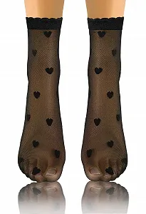 Носки sesto senso Женские Тонкие 4 пары Узор Picot Прозрачные Кружевные Чулочные изделия Черный synthetic.ua - Фото 1