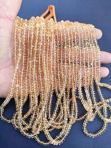 Бусины Цитрин круглые граненые 5 мм, нить длиной 33 см камни для ожерелья, браслета synthetic.ua - Фото 1