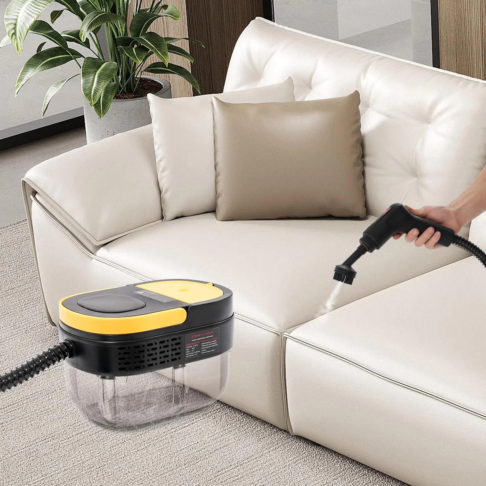 Пароочисник ручний 1500 Вт 1600 мл 3.0 бар чорний + жовтий, фото №8