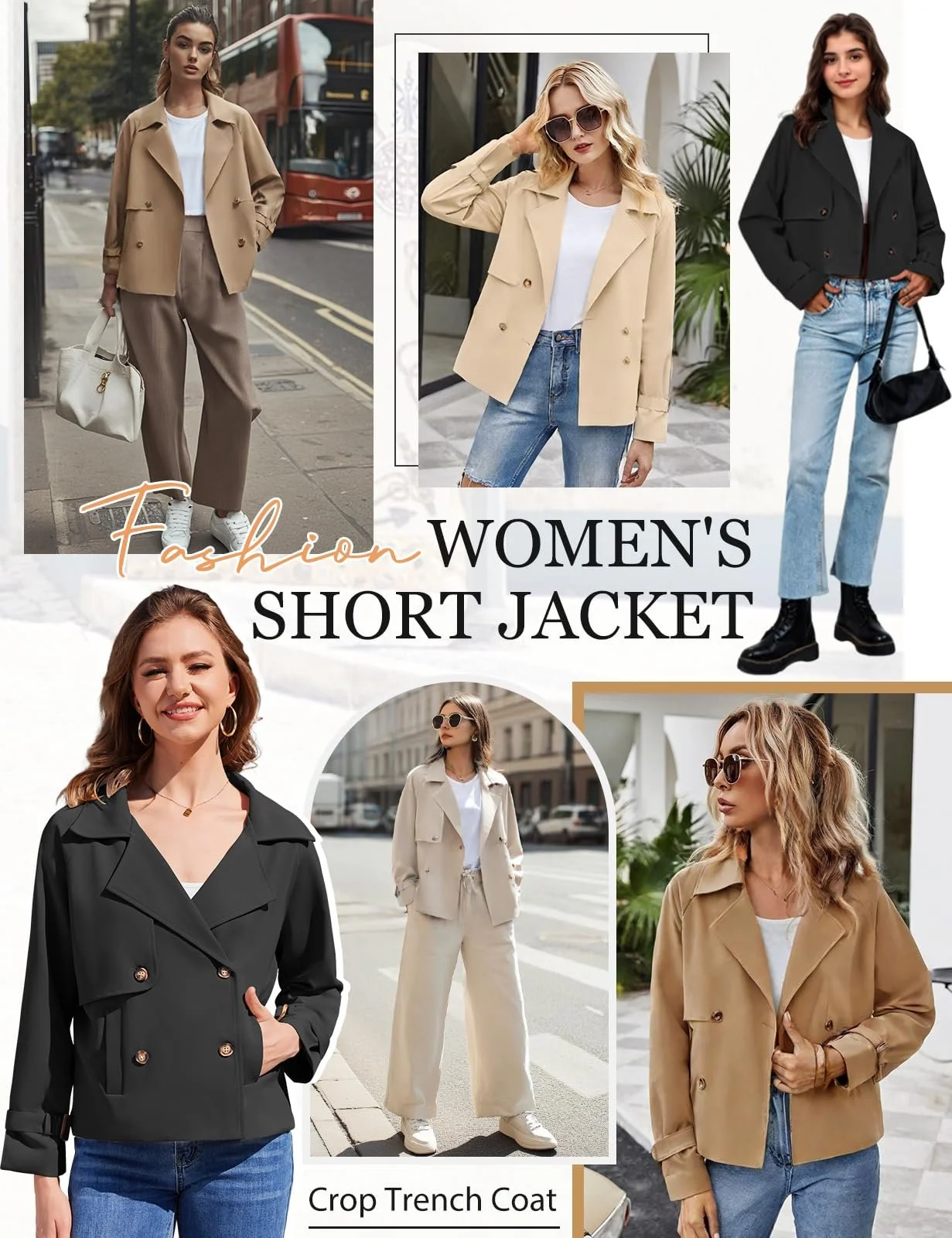 Короткий Тренч Tuopuda Двобортний Перехідний, фото №5