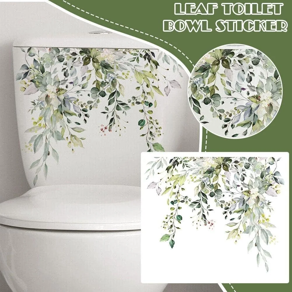Наклейка на унітаз Green Plant Flower Leaves Водонепроникна Зелена, фото №6
