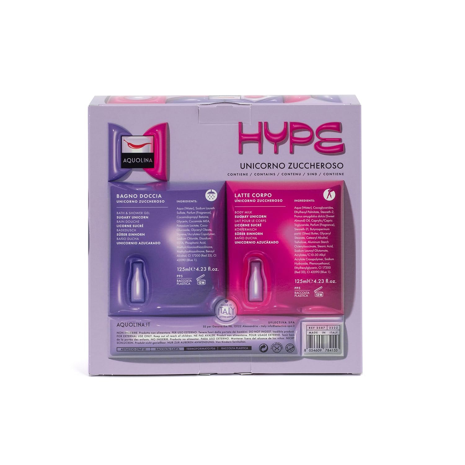 Гель для душу та молочко для тіла AQUOLINA HYPE! Sugar Sweet Unicorn 125 мл + 125 млBase, фото №5