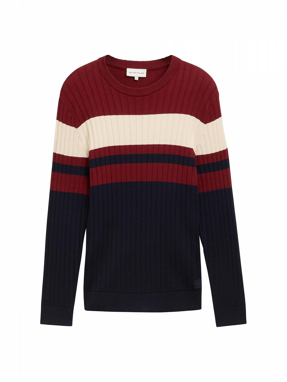 Джемпер чоловічий Basic Knitted в смужку TOM TAILOR, фото №4