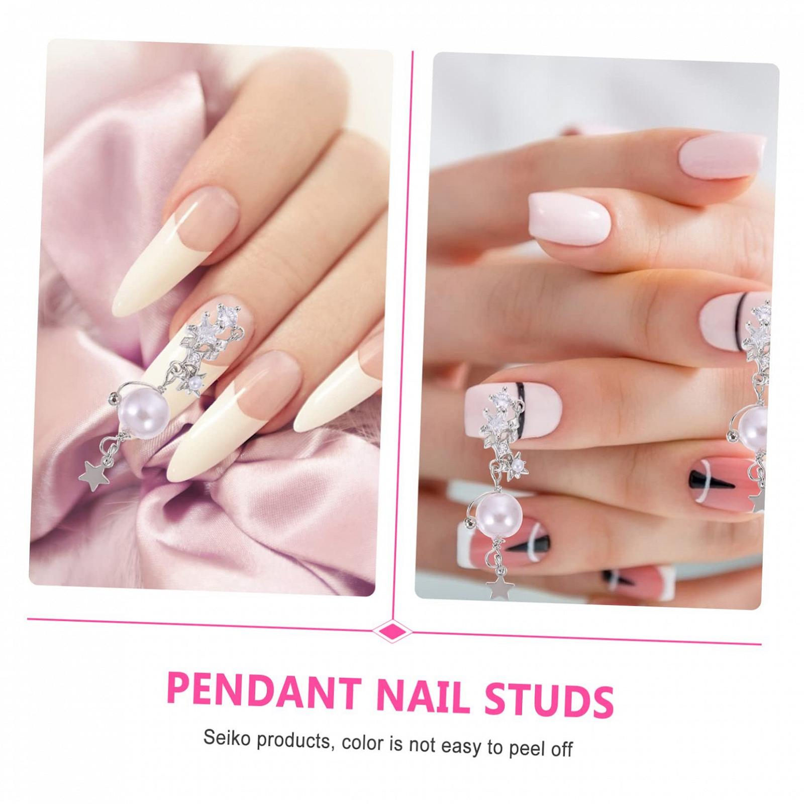 Кольцо-цепочка для ногтей Жемчуг Декор Маникюр Жемчужное ожерелье для ногтей Уникальный блестящий дизайн ногтей, фото №5