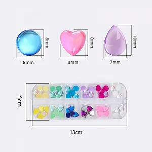 Стрази для нігтів Плоскі 12 комірок Різні форми Скло 1 коробка Різнокольорові synthetic.ua - Фото 1