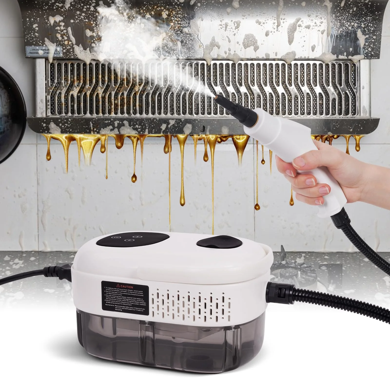 Пароочисник ручний 2500 W 1000 ml 6 швидкостей 5 типів щіток для кухні меблів підлоги ванної та авто вікон, фото №8 Пароочисник ручний 2500 W 1000 ml 6 швидкостей 5 типів щіток для кухні меблів підлоги ванної та авто вікон, фото №8