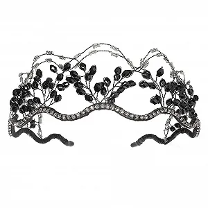 Обруч Lurrose Чорний з кристалами, перлами - Фото 1