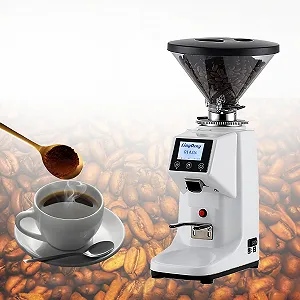 Профессиональная электрическая кофемолка с плоскими жерновами 60 мм, лейка для зерен 500 мл/1500 мл, 19 уровней помола, с сенсорным экраном, 500 мл Белый - Фото 1