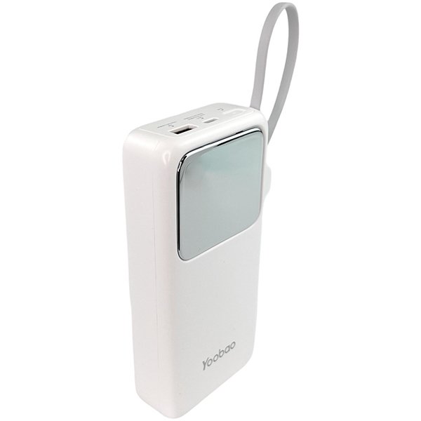 Повербанк на 20000 мАг з кабелем та швидкою зарядкою 22,5W Yoobao Q22 PD+QC Білий, фото №4