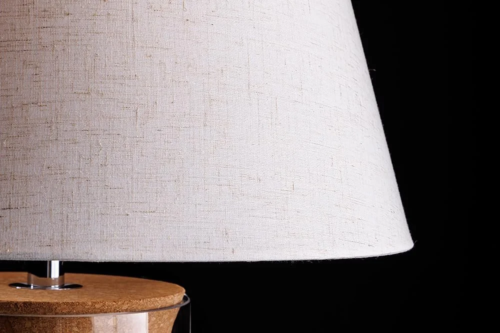 Настольная лампа Riess Ambiente Classico 75 см стеклянная с льняным абажуром Прозрачный белый, фото №4