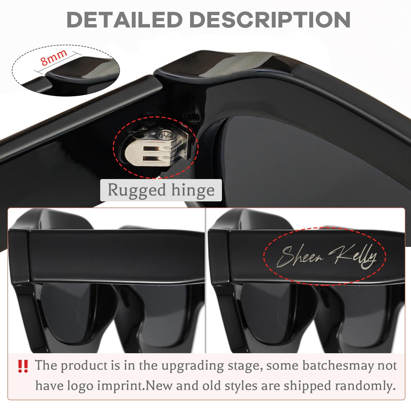 Сонцезахисні окуляри Шеен Келлі Ретро Товсті шестикутні Чоловічі Жіночі Модні, фото №4