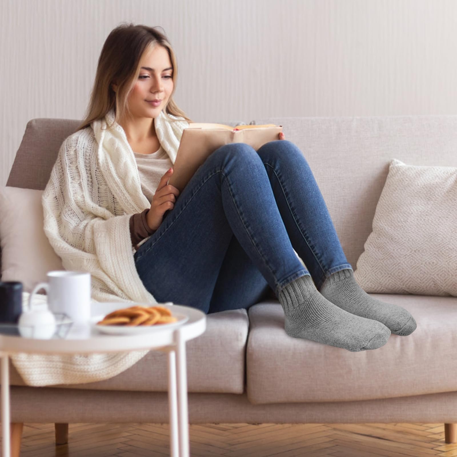 Термоноски Женские 4 пары, 35-39, Теплые Носки, Зимние Женские Носки, Мягкие и Удобные Шерстяные Носки, Толстые Носки, Вязаные Носки, Дышащие, для Дома, Спорта и Работы, фото №5