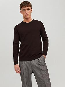 Джемпер з V-подібним вирізом в'язаний JACK & JONES чоловічий synthetic.ua - Фото 1