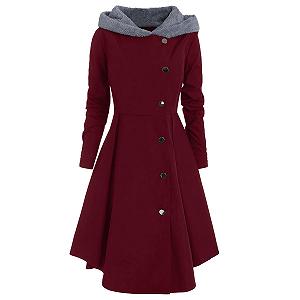 Женское зимнее пальто с капюшоном, длинными рукавами, однобортное, ветрозащитное зимнее - Фото 1