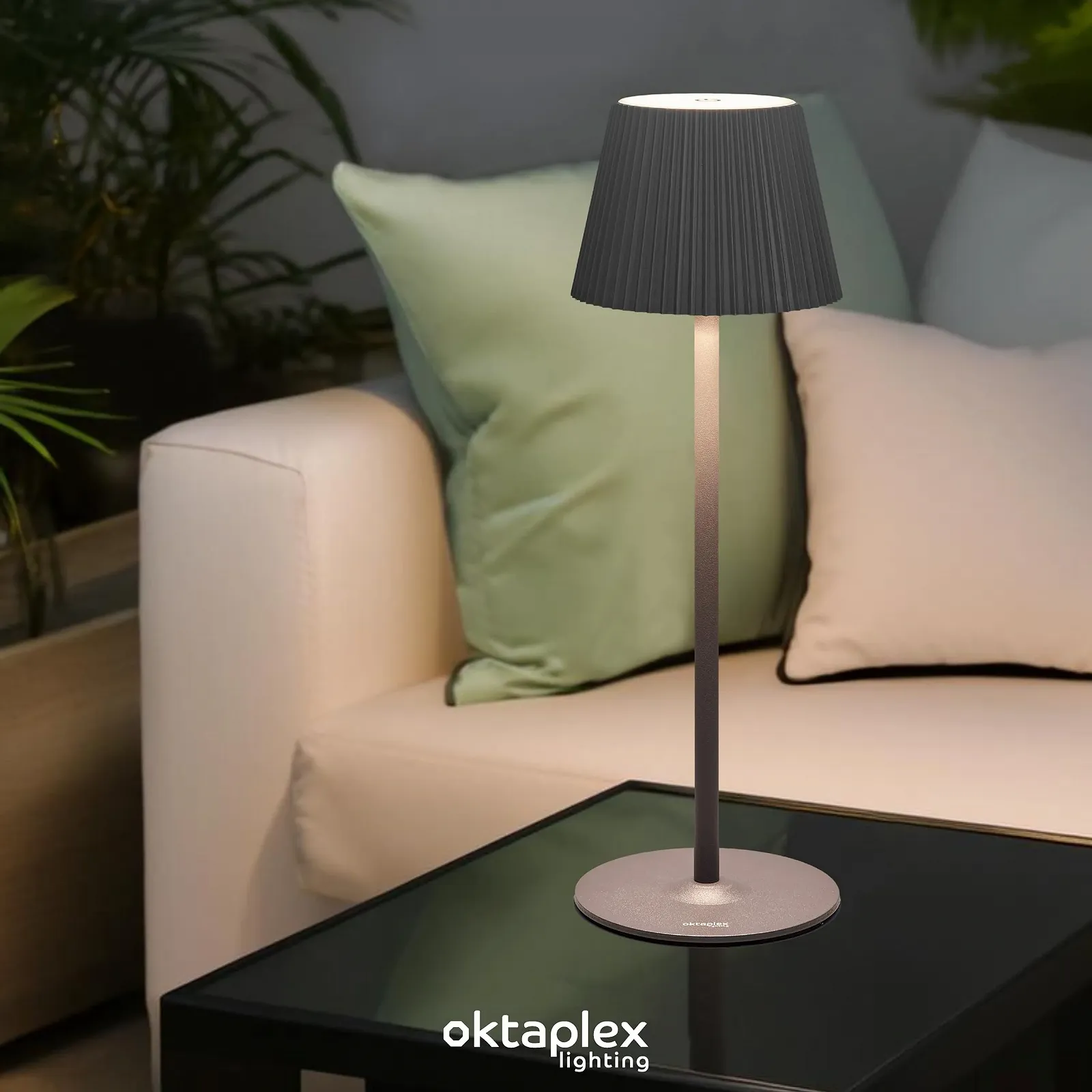 Настільні лампи комплект 2 шт Oktaplex Vero LED 200 лм IP54 акумуляторні 37 см Антрацит, фото №5