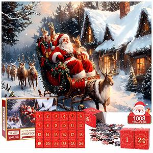 Пазл-адвент-календарь 2025 Санта-Клаус 1008 деталей 24 дня - Фото 1