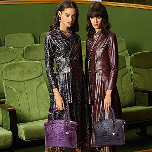 Сумка жіноча NICOLE & DORIS, середня, крокодиловий візерунок, елегантна, лакована шкіра, для офісу, шопінгу та подорожей - Фото 1