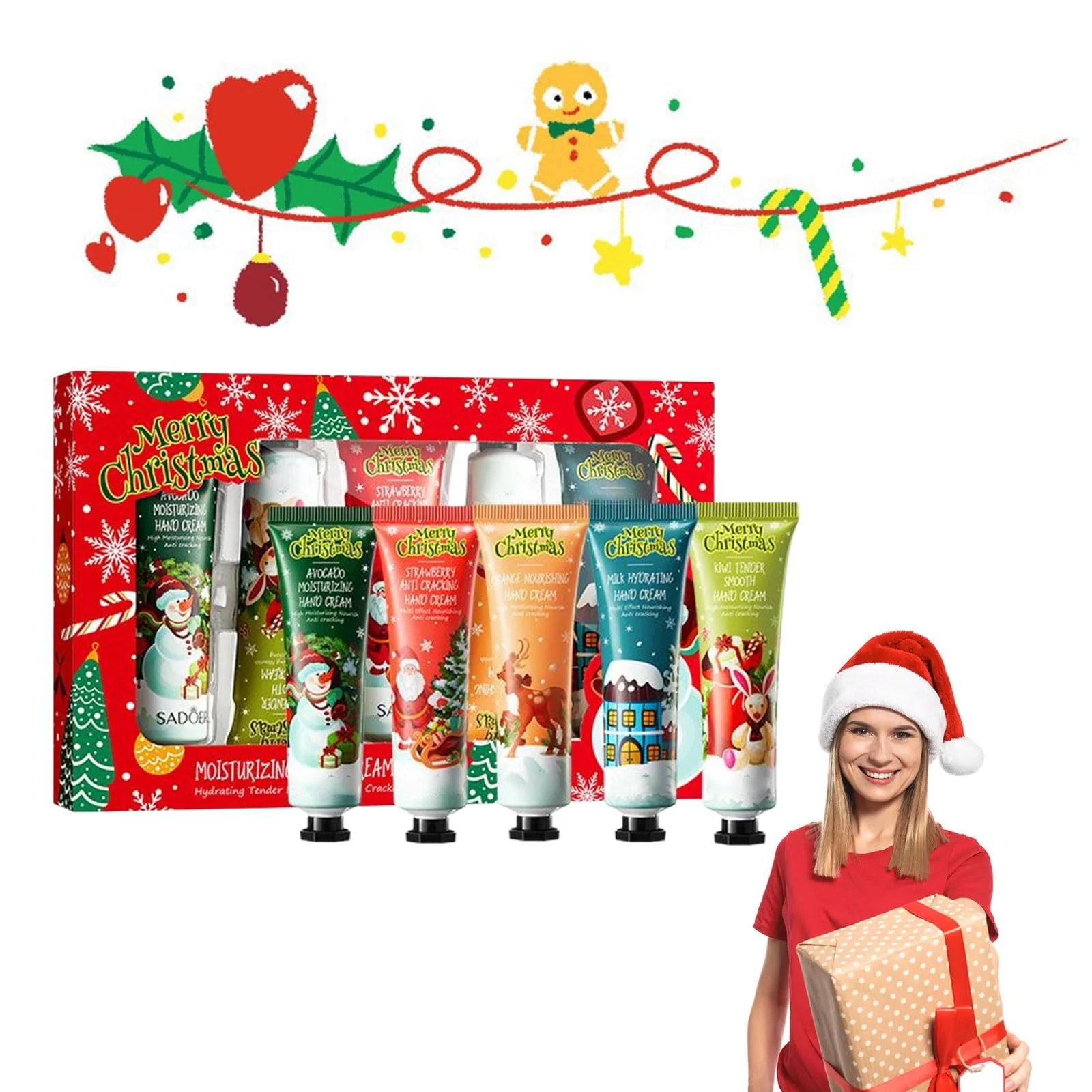 Крем для рук Christmas Набір з 5 кремів для рук Зволожуючий крем для жінок, фото №9