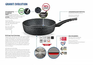 Сковорідка для соте Granite Evolution 24 см, Мікростільникова структура, професійне антипригарне покриття ELODUR, підходить для індукційних плит, чорна ціна на synthetic.ua - Фото 1 Сковорідка для соте Granite Evolution 24 см, Мікростільникова структура, професійне антипригарне покриття ELODUR, підходить для індукційних плит, чорна synthetic.ua - Фото 1