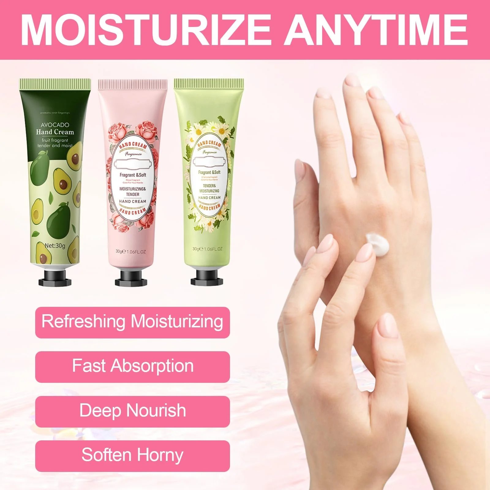 Набір подарунковий для жінок з 3 кремами для рук та 1 парою шкарпеток, фото №3 Набір подарунковий для жінок з 3 кремами для рук та 1 парою шкарпеток, фото №3