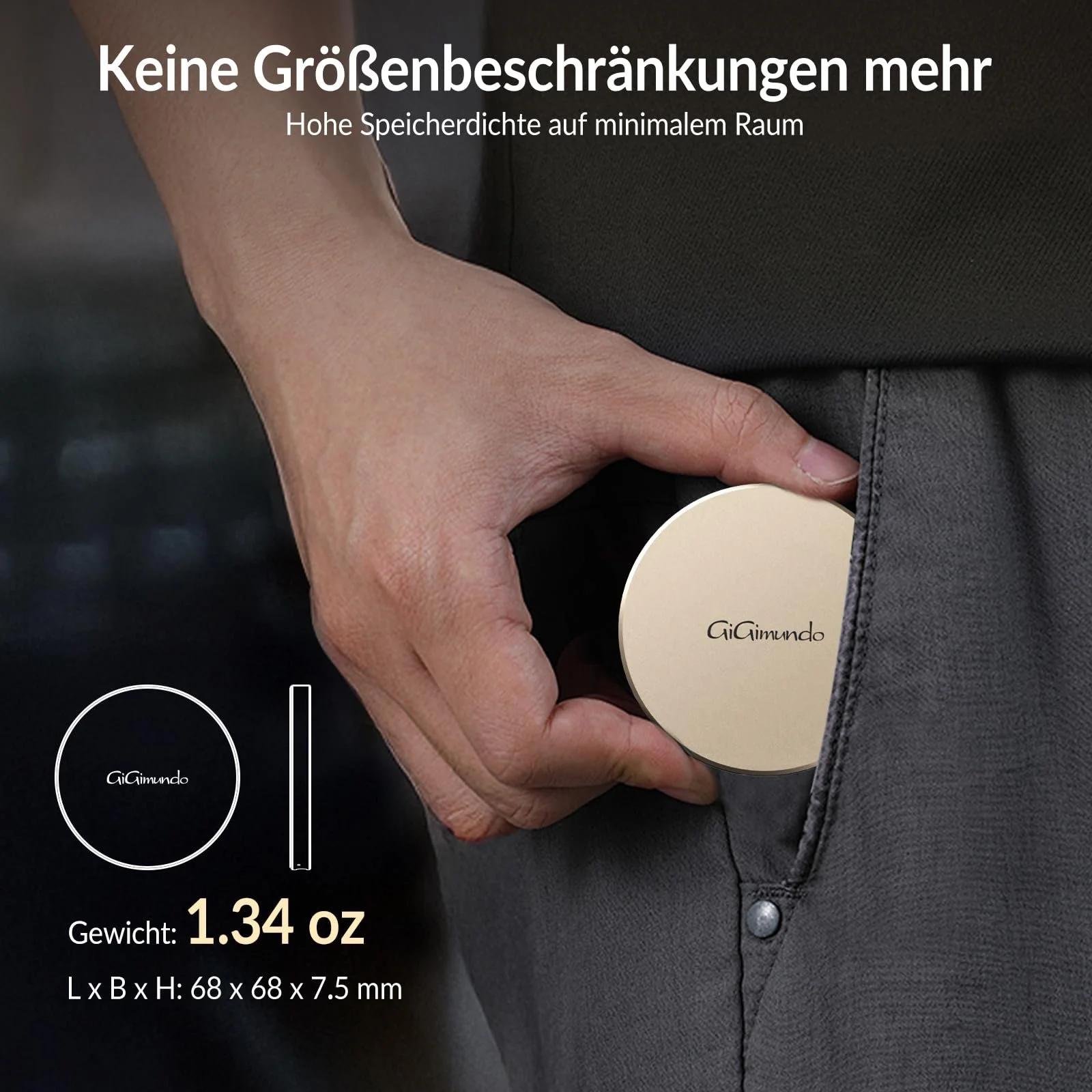 Портативний SSD-накопичувач GiGimundo GQ40 1ТБ 40Гбіт/с USB-C Magnetic, фото №6