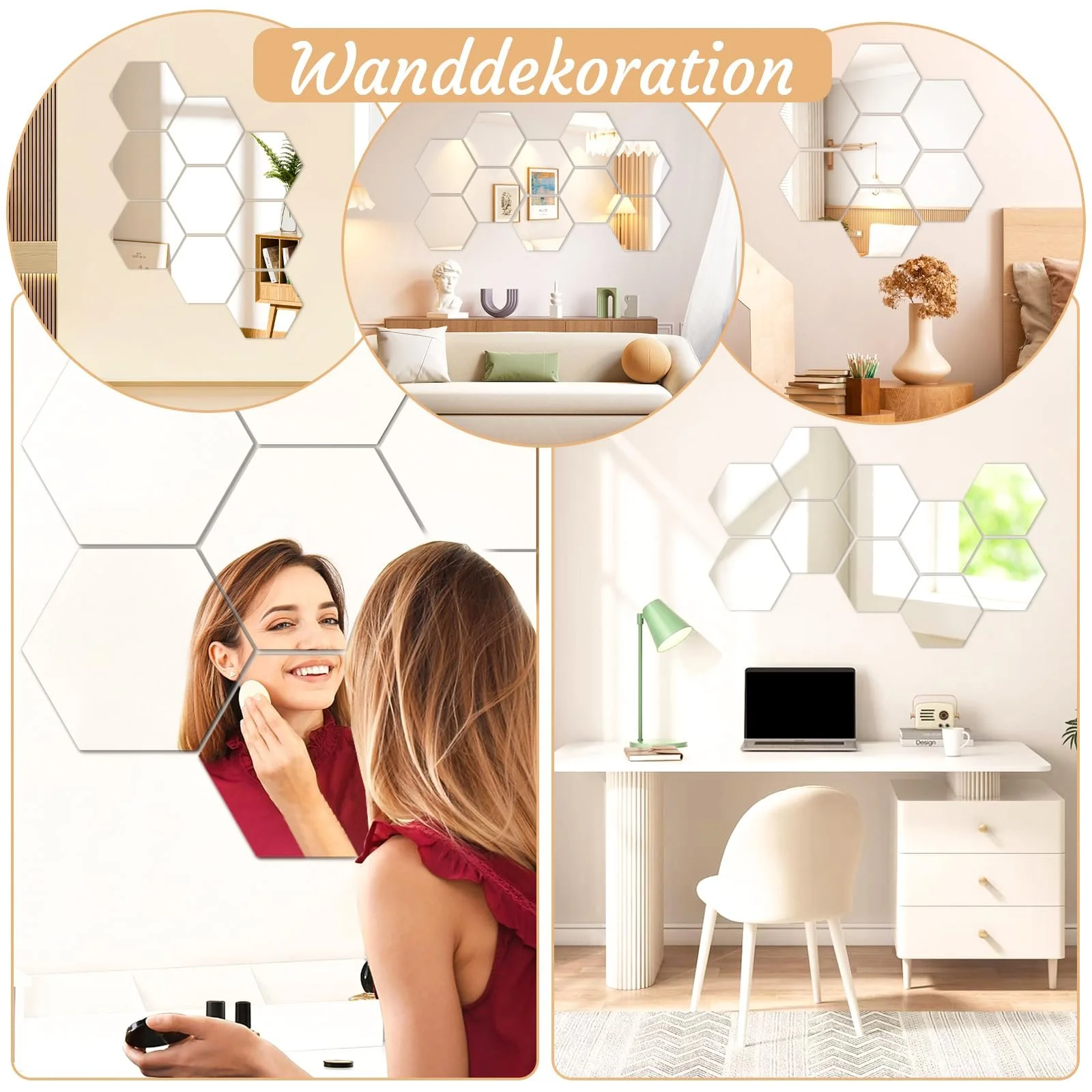 Дзеркальні наклейки Hexagon Mirror Acrylic 24 шт. Самоклеючі Шестикутні, фото №3 Дзеркальні наклейки Hexagon Mirror Acrylic 24 шт. Самоклеючі Шестикутні, фото №3